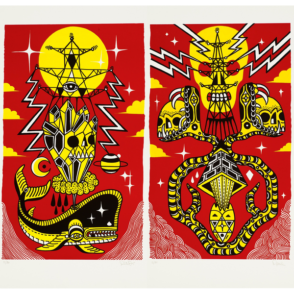 Two Lithograph Print Set