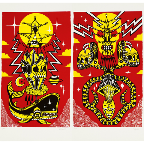 Two Lithograph Print Set