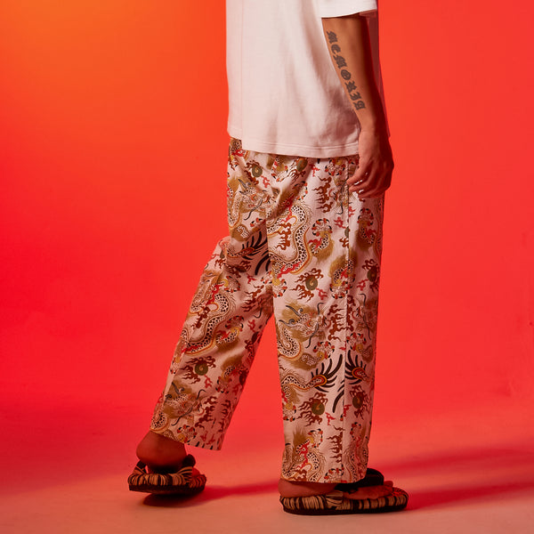 108 Dragons Off-White Belted Trousers (off-white/multi)
