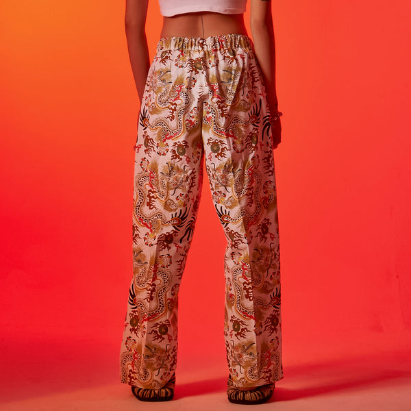 108 Dragons Off-White Belted Trousers (off-white/multi)