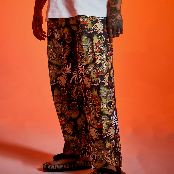 108 Dragons Black Belted Trousers (black/multi)
