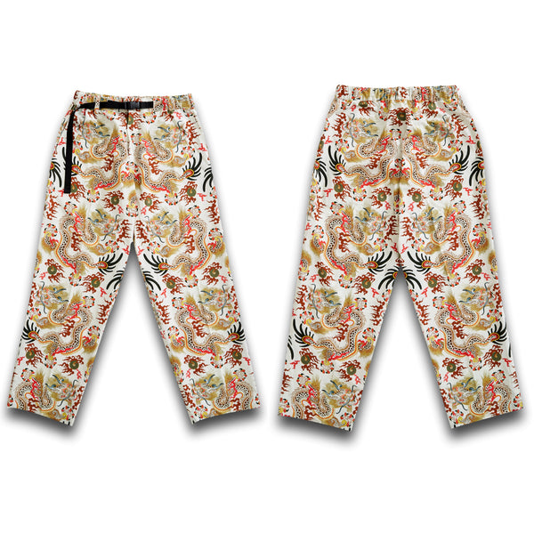 108 Dragons Off-White Belted Trousers (off-white/multi)